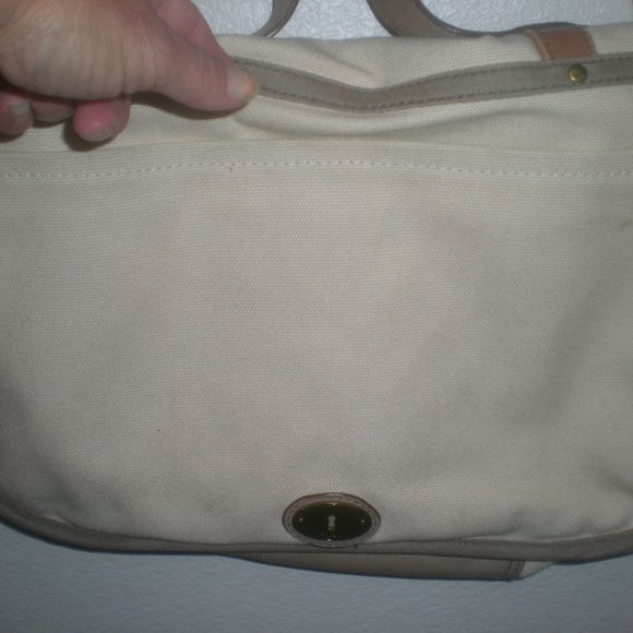 FOSSIL Brand  Computer Electronics  Book  Bag Messenger  Tan - Picture 4 of 11